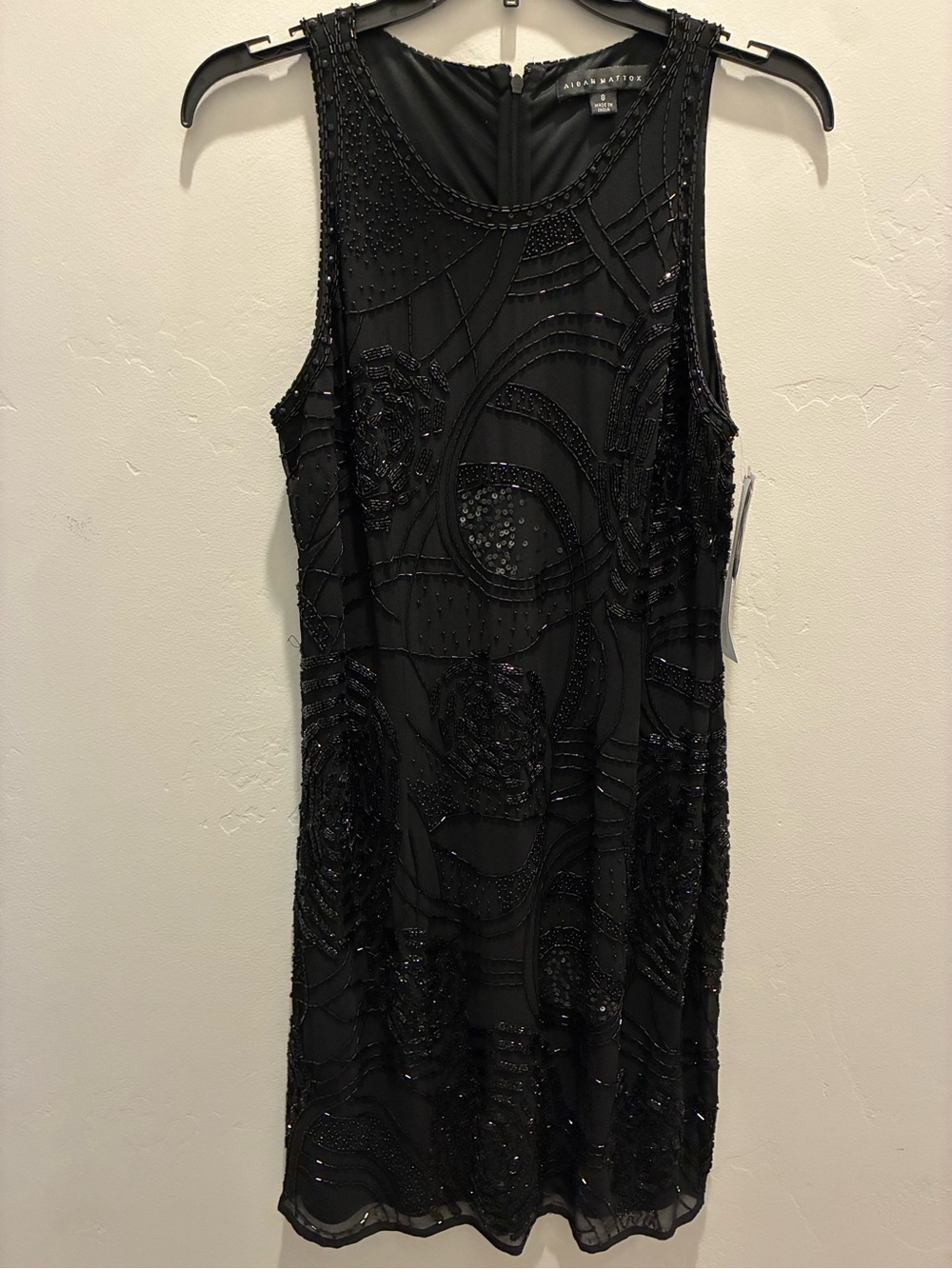 Aidan Mattox Black Beaded Sleeveless Mini Dress